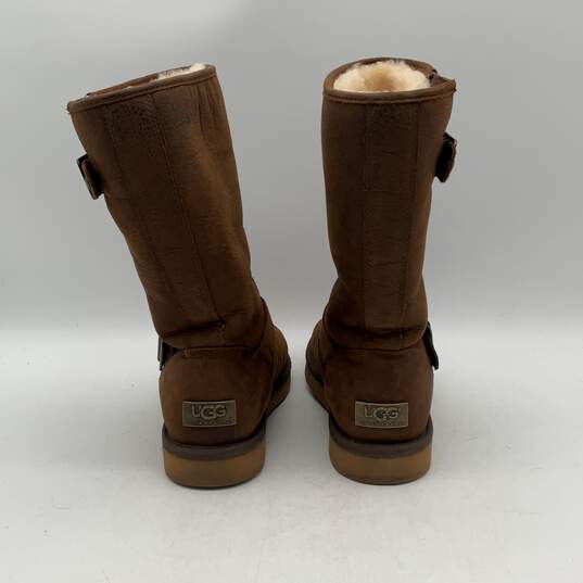 Ugg Womens Australia Brown Leather Mid Calf Pull-On Winter Boots Size 9 image number 4