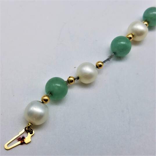14K Gold Jane FW Pearl Bead 8.5inch Bracelet NEEDS REPAIR 14.2g image number 5