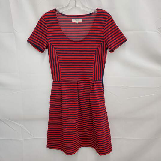 Madewell WM's Blue & Red Striped A-Line Midi Dress Size 2 image number 1