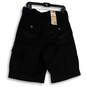 NWT Mens Black Flat Front Belted Pockets Straight Leg Cargo Shorts Size 30 image number 2