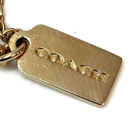 NWT Designer Coach Gold-Tone Link Chain Fashionable Logo Pendant Necklace image number 4