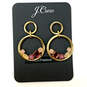 Designer J. Crew Gold-Tone Multicolor Crystal Stone Drop Earrings With Bag image number 1