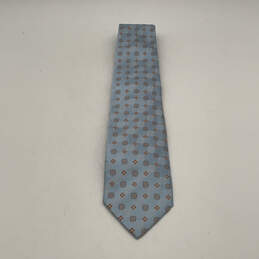 Mens Blue Silk Geometric Four-In-Hand Adjustable Pointed Designer Necktie
