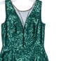 Womens Green Sequins Sweetheart Neck Back Zip Long Maxi Dress Size 4AC image number 4