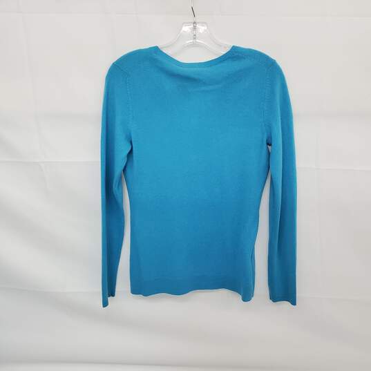 Ann Taylor Turquoise Cashmere Pullover Top WM Size S NWT image number 2