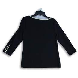 NWT Talbots Womens Black White Round Neck 3/4 Sleeve Pullover Blouse Top Size S alternative image