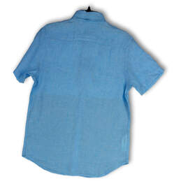 NWT Mens Blue Linen Short Sleeve Collared Button-Up Shirt Size Small alternative image