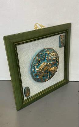 Chinese Framed Dragon Medallion on Silk Background Sculpture alternative image