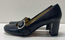 Antonio Melani Italy Black Leather Buckle Pump Heels Shoes Size 7 M