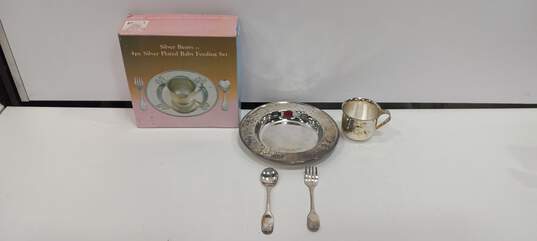 4pc Silver-plated  Baby Feeding Set image number 1