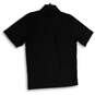 Mens Black Spread Collar Short Sleeve Side Slit Polo Shirt Size Medium image number 2