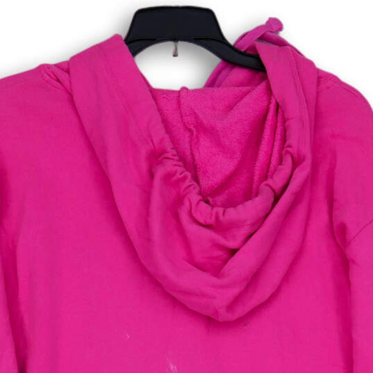 Womens Pink Long Sleeve Kangaroo Pockets Full-Zip Hoodie Size Small image number 4