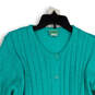 Womens Green Long Sleeve Cable-Knit Button Front Cardigan Sweater Size M image number 3