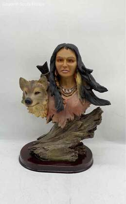 Native American Woman And Wolf Home Decorative Collectible Sculpture