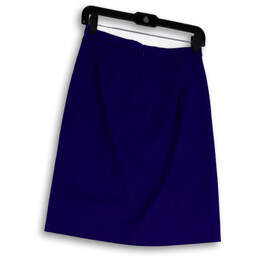 Womens Blue Regular Fit Slit Back Zip Pockets Stretch A-Line Skirt Size 0