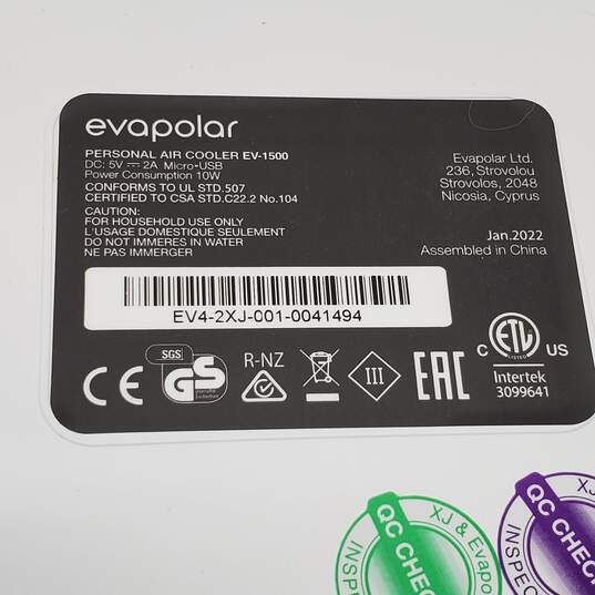 Eva Light Plus EV-1500 Personal Air Cooler Crystal White Untested image number 7