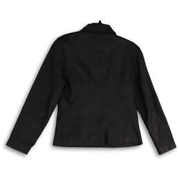 Womens Black Long Sleeve Collared Full-Zip Leather Jacket Size Medium alternative image