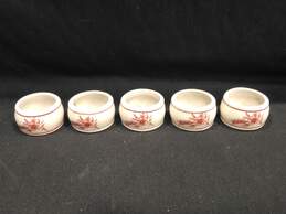 Set of 5 Porcelain Floral Napkin Rings
