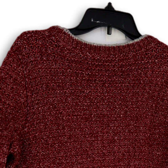Womens Red Gray Long Sleeve Crew Neck Regular Fit Pullover Sweater Size M image number 4