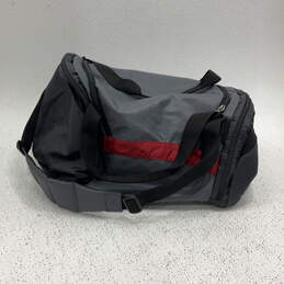 Mens Gray Black Outer Pocket Zip Around Adjustable Strap Travel Duffle Bag