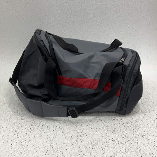 Mens Gray Black Outer Pocket Zip Around Adjustable Strap Travel Duffle Bag image number 1