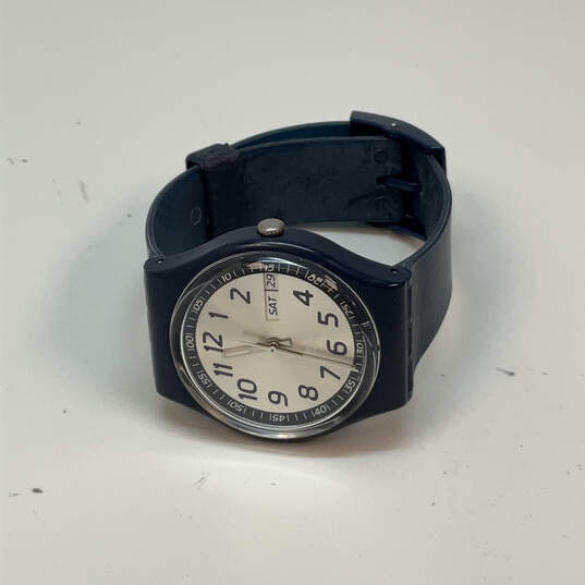 Designer Swatch Blue Adjustable Strap Round Dail Classic Analog Wristwatch image number 3