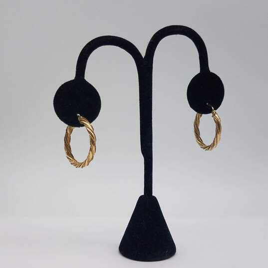 10k Gold Vintage Twist Round Hoop Earrings 1.8g image number 5