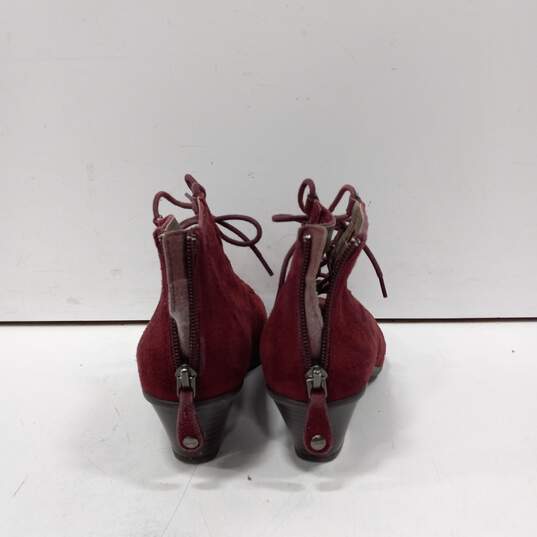Earth Women's Burgundy Suede Lace-Up Heeled Ankle Boots Size 7D image number 3