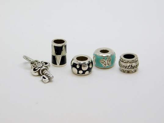 Brighton Designer Silver Tone Enamel & Swarovski Crystal Charm Beads 15.9g image number 1