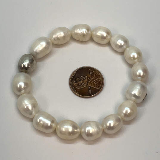 Designer Silpada Sterling Silver White Pearl Stretchable Beaded Bracelet image number 4
