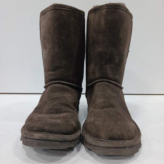 Womens Brown Suede Round Toe Mid Calf Pull On Flat Winter Boots Size 9 image number 1