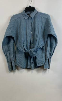 Lauren Ralph Lauren Womens Blue Denim Layered Long Sleeve Button-Up Shirt Sz PS