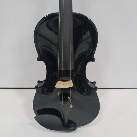 Le Var Black 4 String Violin Model JYVL-E900MB In Case With Bow (Missing A String) image number 5