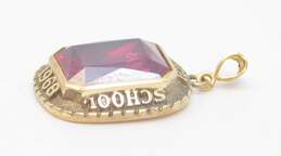 Vintage 10K Gold Faceted Ruby High School Class Pendant 3.9g alternative image