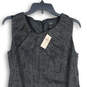 NWT Womens Black Gray Round Neck Sleeveless Back Zip Sheath Dress Size 6P image number 3