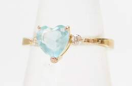 Kathy Bransfield 925 Vermeil Grandma Pendant Necklace Diamond Accent Drop Earrings & Blue Glass Heart Ring 21.9g alternative image