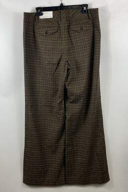 LOFT Ann Taylor Brown Plaid Flare Pants - Size 12 alternative image