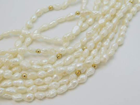 Romantic 14k Yellow Gold Clasp & Beads 10 Strand Fresh Water Pearl Necklace 138.9g image number 5