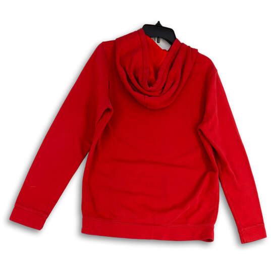 Mens Red Logo Kangaroo Pockets Long Sleeve Pullover Hoodie Size Medium image number 2