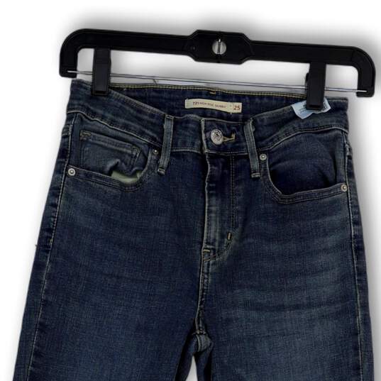Womens Blue Denim Medium Wash Distressed Pocket Skinny Leg Jeans Size 25 image number 3
