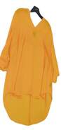 Womens Yellow 3/4 Sleeve V Neck Hi Low Hem Blouse Top Size 2X image number 2
