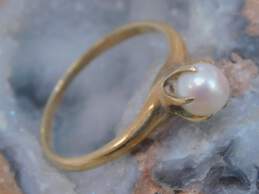 10K Gold White Pearl Solitaire Ring 2.0g alternative image