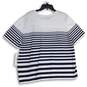NWT Alfred Dunner Womens White Navy Blue Striped Short Sleeve T-Shirt Size 3X image number 2