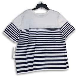 NWT Alfred Dunner Womens White Navy Blue Striped Short Sleeve T-Shirt Size 3X alternative image
