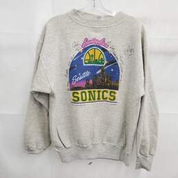 Vintage 1988 Seattle Sonics Shooting Stars Gray Sweatshirt Men's Size L