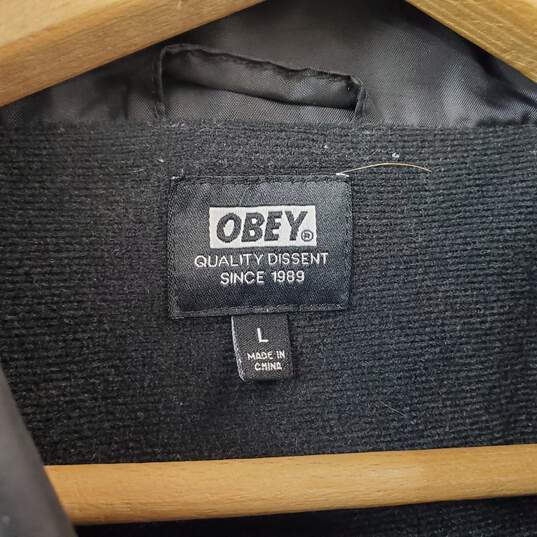 Obey Black Nylon Jacket Size Men's LG image number 3