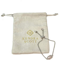 Designer Kendra Scott Silver-Tone Crystal Cut Stone Chain Bracelet With Bag