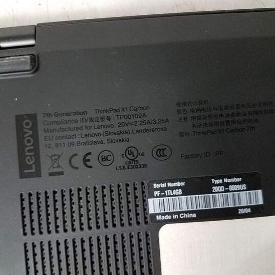 Lenovo ThinkPad X1 Carbon 7th gen (20QD0009US), Intel Core i7-8665U (1.90GHz), 16GB RAM, No SSD - Locked BIOS - Parts or Repair image number 8