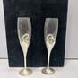 2 Champagne  Flutes with Silver Cake Knife and Server IOB image number 2