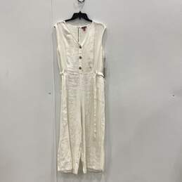 NWT Vince Camuto Womens White Sleeveless Back Zip One-Piece Jumpsuit Size L